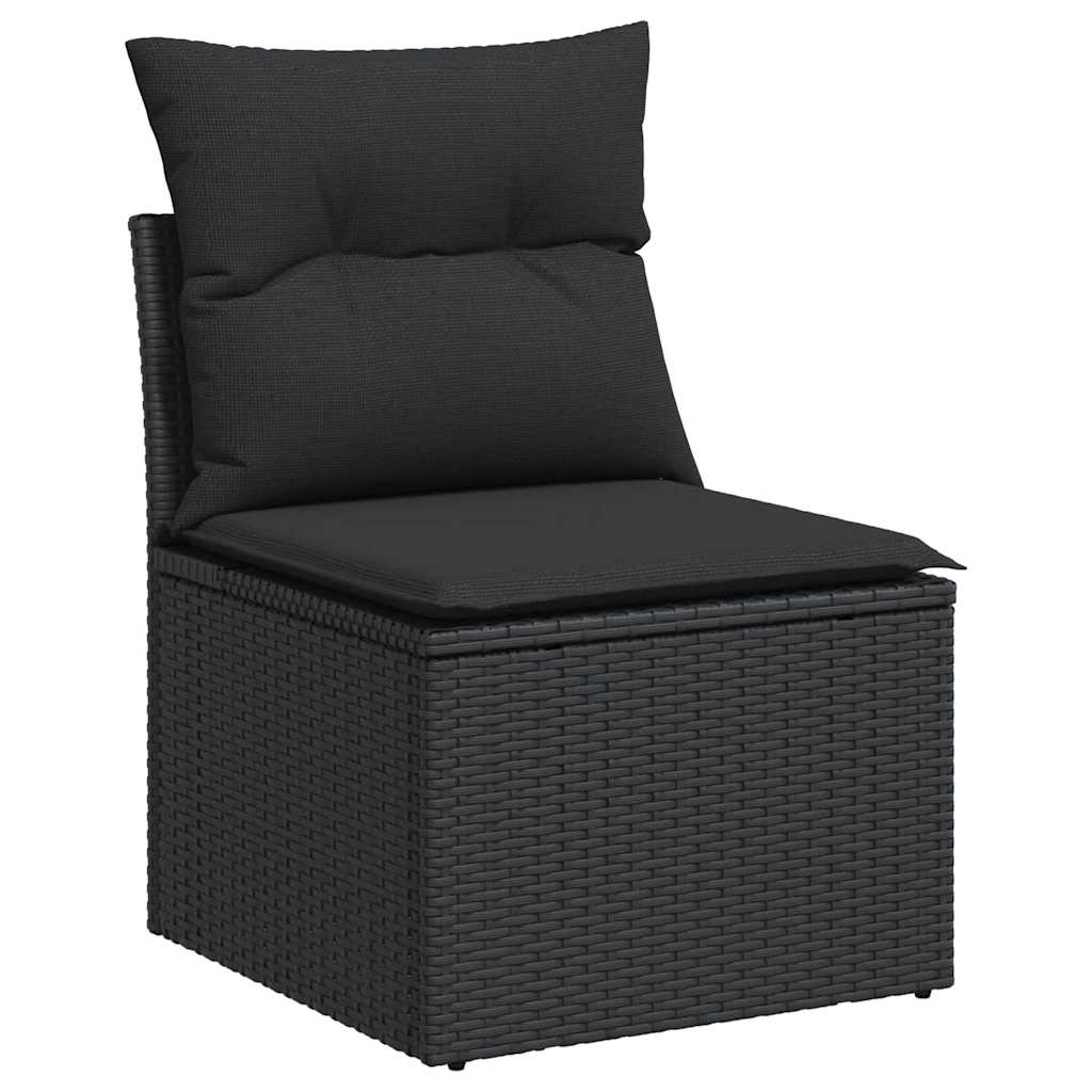 vidaXL Salon de jardin 11 pcs avec coussins Noir Résine tressée