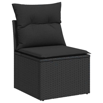 vidaXL Salon de jardin 11 pcs avec coussins Noir Résine tressée