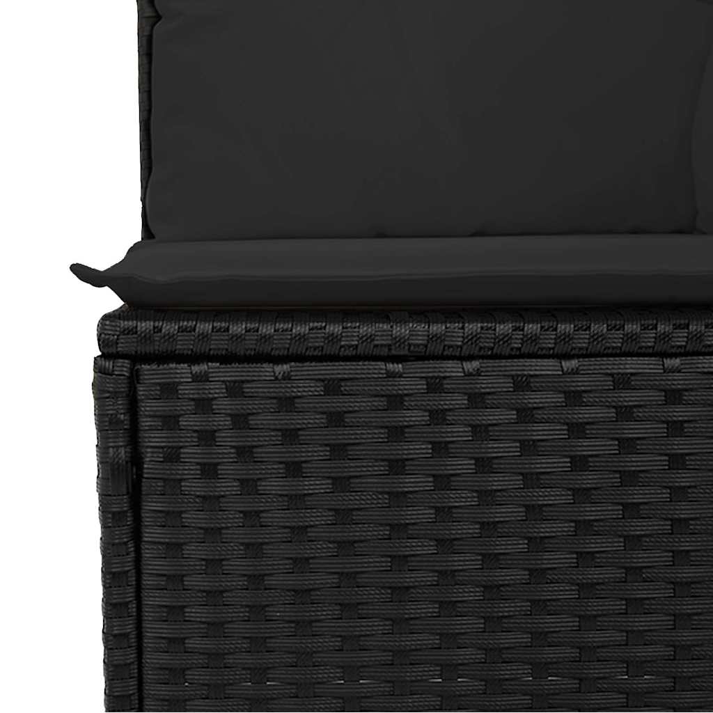 vidaXL Salon de jardin 11 pcs avec coussins Noir Résine tressée