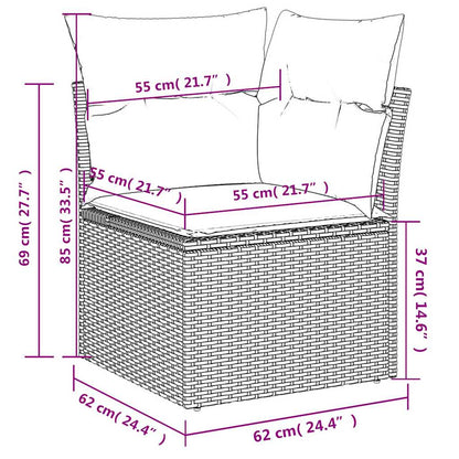 vidaXL Salon de jardin 11 pcs avec coussins Noir Résine tressée