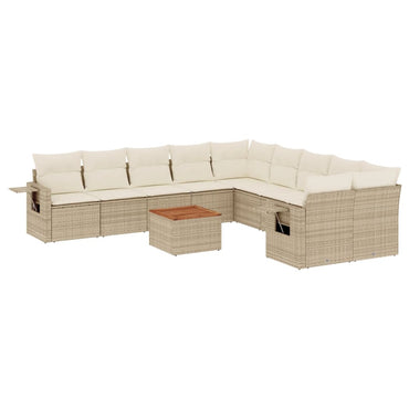 vidaXL Ensemble de canapés de jardin 11 pcs avec coussins en rotin synthétique beige