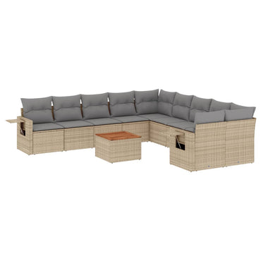 vidaXL Ensemble de canapés de jardin 11 pcs avec coussins en rotin synthétique beige