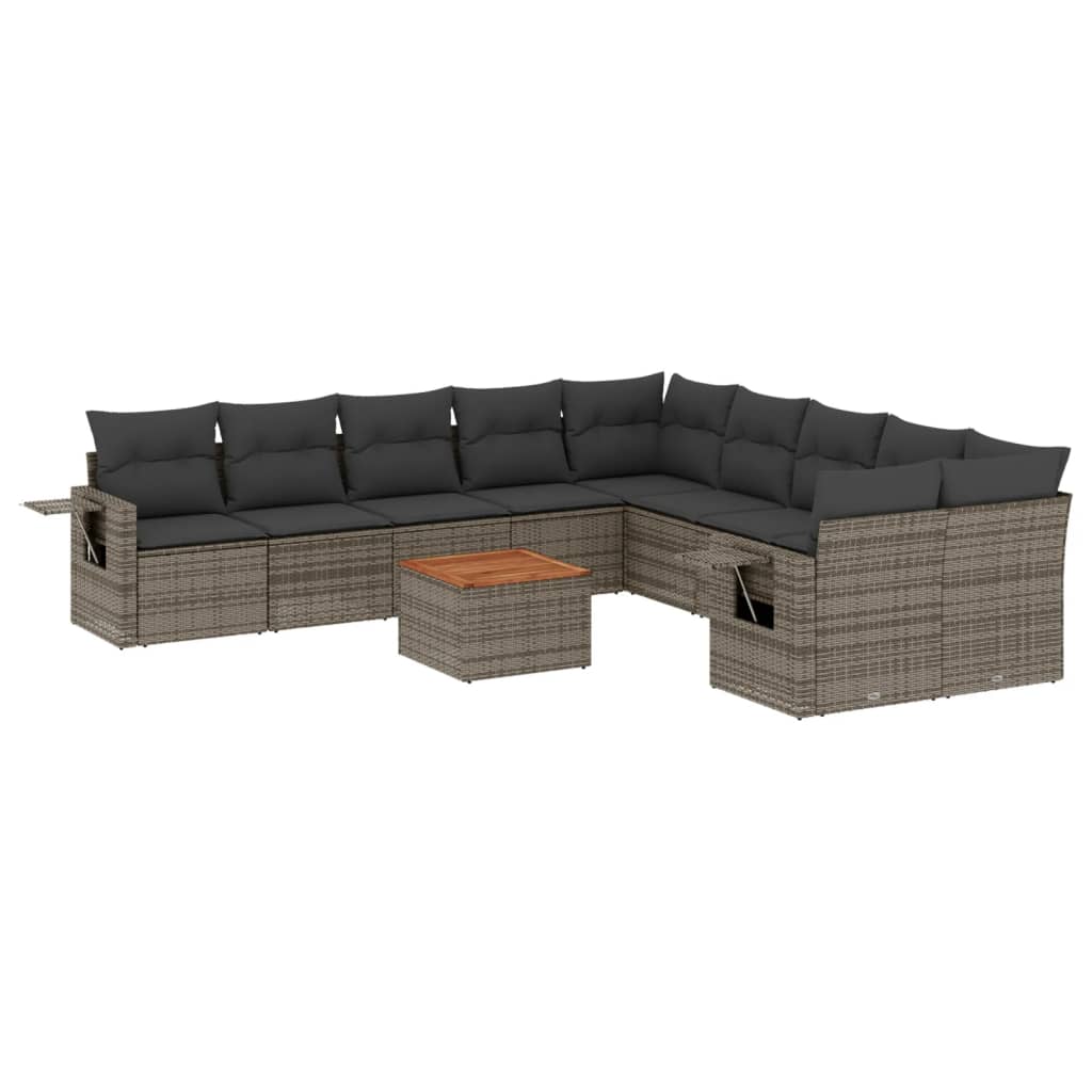 vidaXL Ensemble de canapés de jardin 11 pcs avec coussins en résine tressée gris