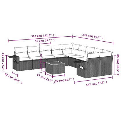 vidaXL Ensemble de canapés de jardin 11 pcs avec coussins en résine tressée gris