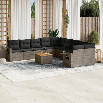 vidaXL Ensemble de canapés de jardin 11 pcs avec coussins en résine tressée gris