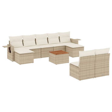 vidaXL Salon de jardin 10 pcs avec coussins beige résine tressée