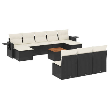 vidaXL Salon de jardin 11 pcs avec coussins Noir Résine tressée
