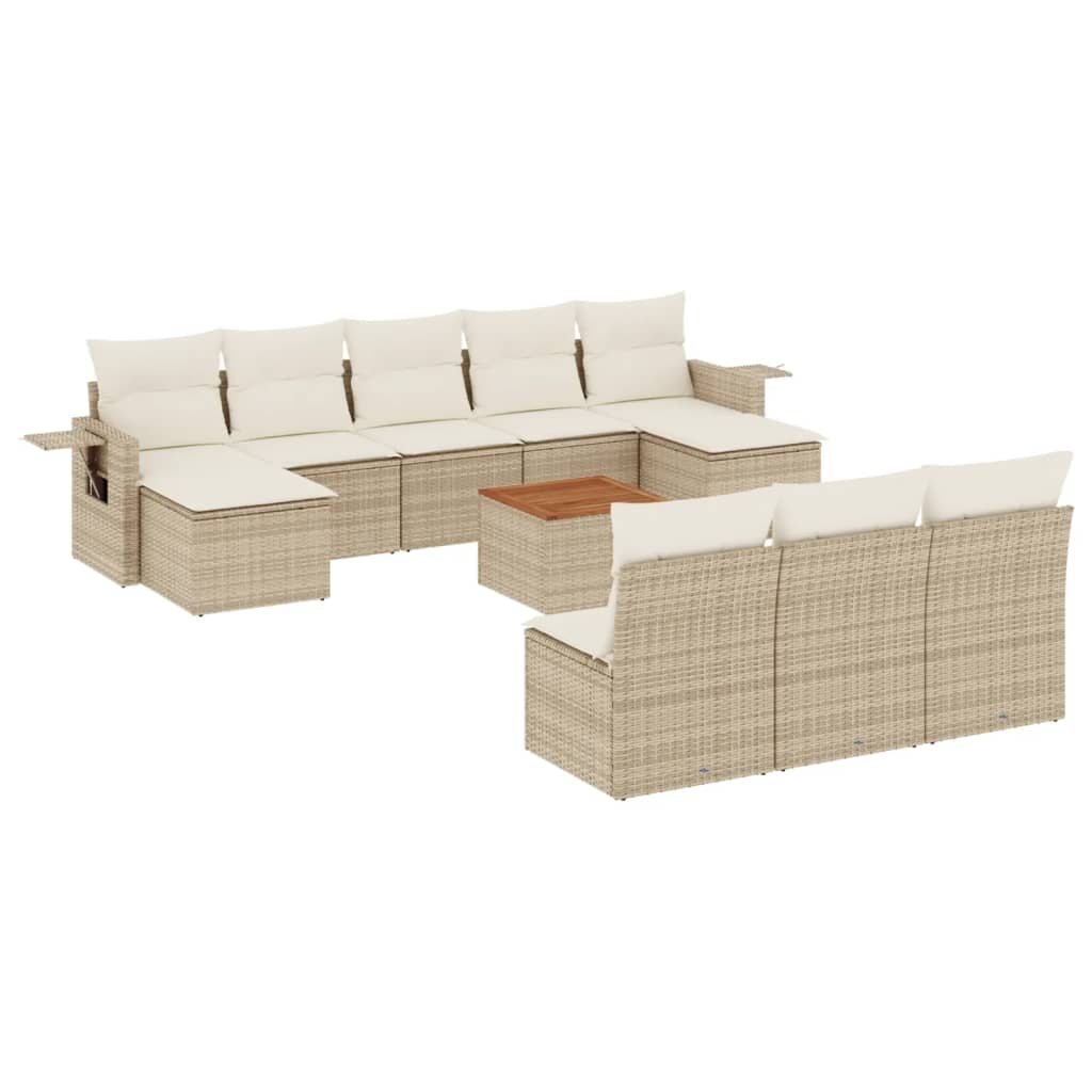 vidaXL Ensemble de canapés de jardin 11 pcs avec coussins en rotin synthétique beige