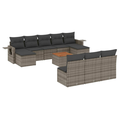 vidaXL Ensemble de canapés de jardin 11 pcs avec coussins en résine tressée gris