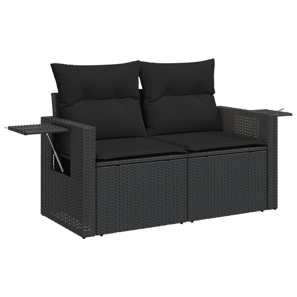 vidaXL Salon de jardin 10 pcs avec coussins Noir Résine tressée