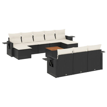 vidaXL Salon de jardin 11 pcs avec coussins Noir Résine tressée