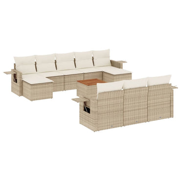 vidaXL Ensemble de canapés de jardin 11 pcs avec coussins en rotin synthétique beige
