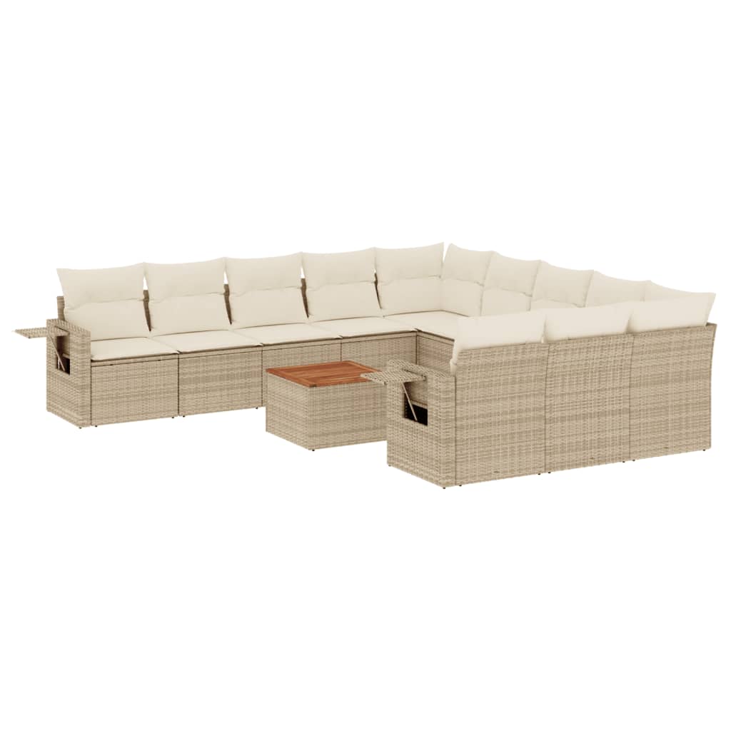 vidaXL Salon de jardin 12 pcs avec coussins résine tressée beige