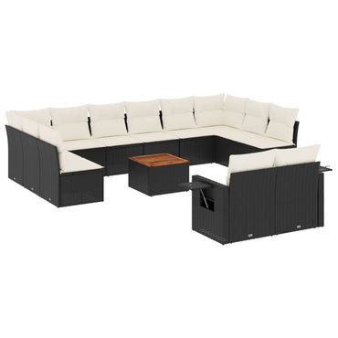 vidaXL Ensemble de canapés de jardin 13 pièces avec coussins résine tressée noire