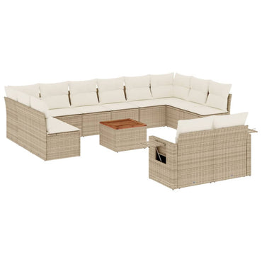 vidaXL Salon de jardin 13 pcs avec coussins Résine tressée Beige