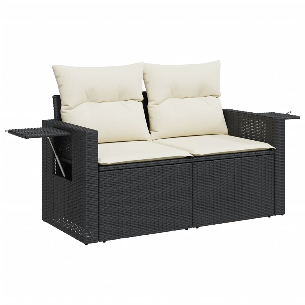 vidaXL Ensemble de canapés de jardin 14 pcs avec coussins résine tressée noire
