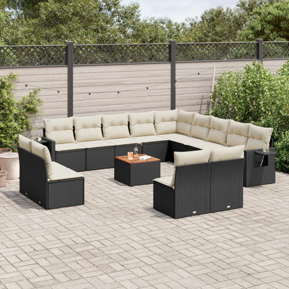 vidaXL Ensemble de canapés de jardin 14 pcs avec coussins résine tressée noire