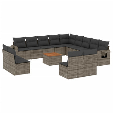 vidaXL Ensemble de canapés de jardin 14 pcs avec coussins gris en résine tressée