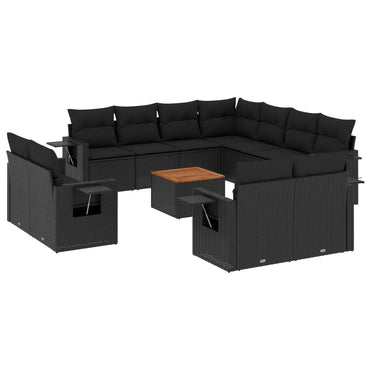 vidaXL Ensemble de canapés de jardin 12 pcs avec coussins Noir Résine tressée