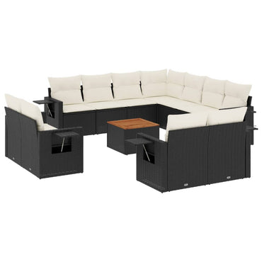 vidaXL Ensemble de canapés de jardin 12 pcs avec coussins Noir Résine tressée