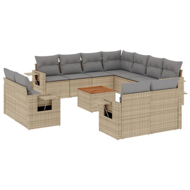 vidaXL Salon de jardin 12 pcs avec coussins résine tressée beige