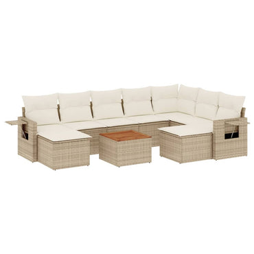 vidaXL Salon de jardin 10 pcs avec coussins beige résine tressée