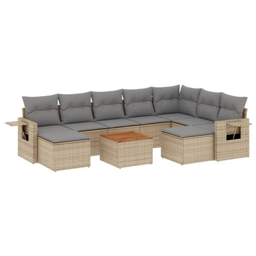 vidaXL Salon de jardin 10 pcs avec coussins beige résine tressée
