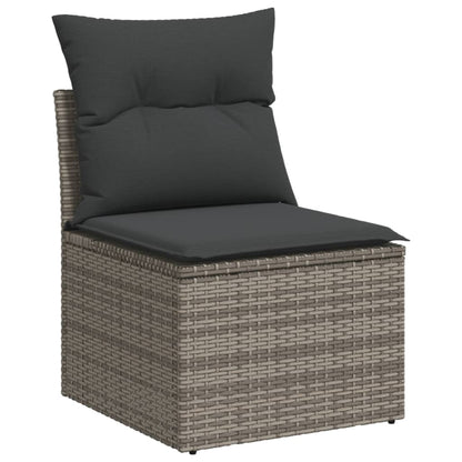 vidaXL Salon de jardin 10 pcs avec coussins résine tressée gris