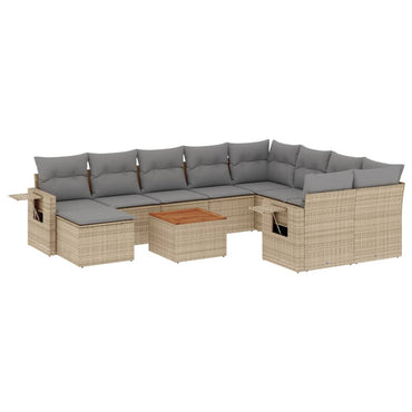 vidaXL Ensemble de canapés de jardin 11 pcs avec coussins en rotin synthétique beige
