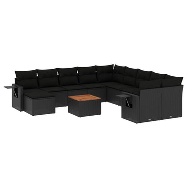 vidaXL Ensemble de canapés de jardin 12 pcs avec coussins Noir Résine tressée