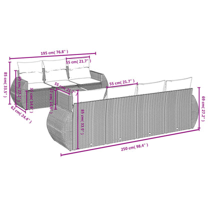 vidaXL 8-tlg. Garten-Sofagarnitur mit Kissen Beige Poly Rattan