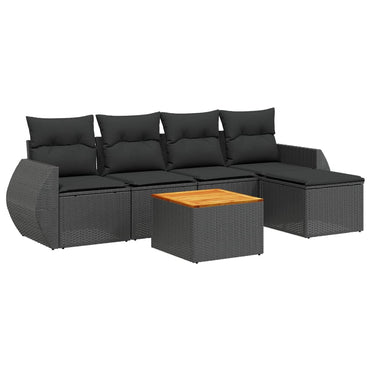 vidaXL Salon de jardin 6 pcs avec coussins Noir Résine tressée