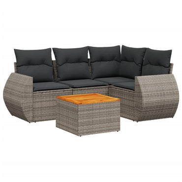vidaXL Ensemble de canapés de jardin 5 pièces avec coussins en rotin synthétique gris