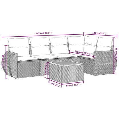 vidaXL Ensemble de canapés de jardin 6 pcs avec coussins gris résine tressée