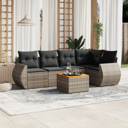 vidaXL Ensemble de canapés de jardin 6 pcs avec coussins gris résine tressée
