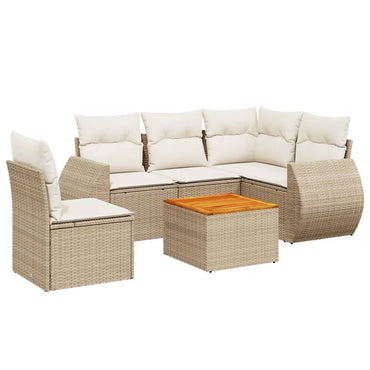 vidaXL Salon de jardin 6 pcs avec coussins beige résine tressée