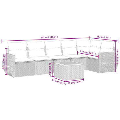 vidaXL Salon de jardin 7 pièces avec coussins en résine tressée beige