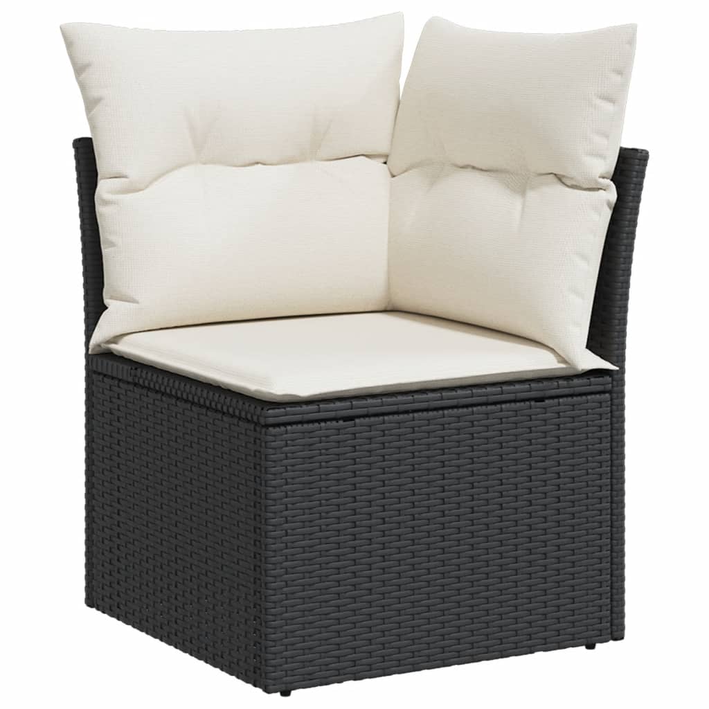 vidaXL Salon de jardin 7 pcs avec coussins Noir Résine tressée