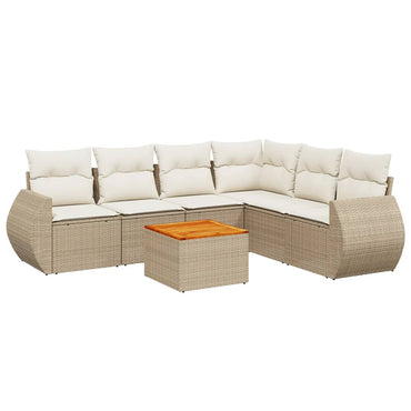 vidaXL Salon de jardin 7 pièces avec coussins en résine tressée beige