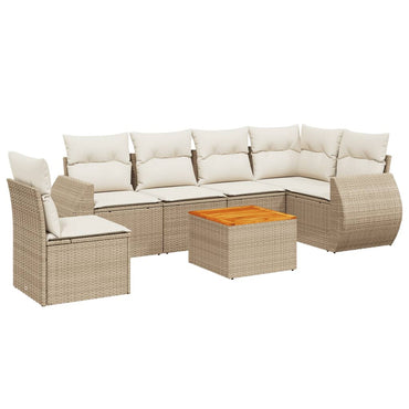 vidaXL Salon de jardin 7 pièces avec coussins en résine tressée beige