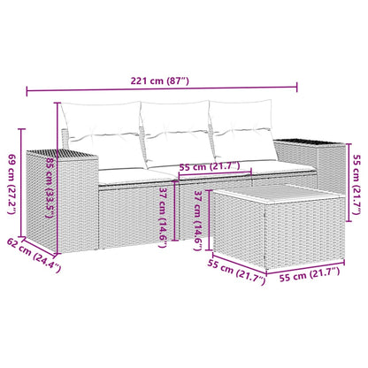 vidaXL Ensemble de canapés de jardin 4 pcs avec coussins en résine tressée beige