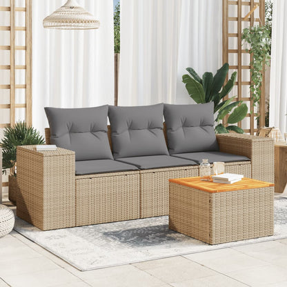 vidaXL Ensemble de canapés de jardin 4 pcs avec coussins en résine tressée beige