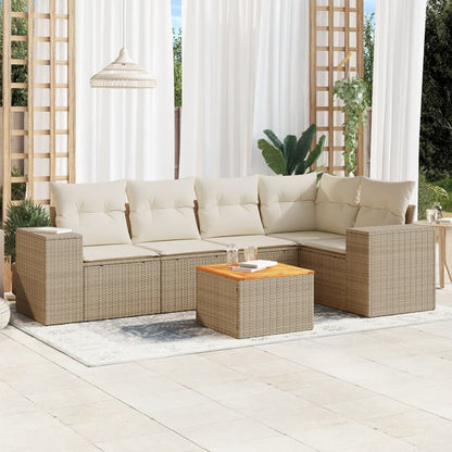 vidaXL Salon de jardin 6 pcs avec coussins beige résine tressée