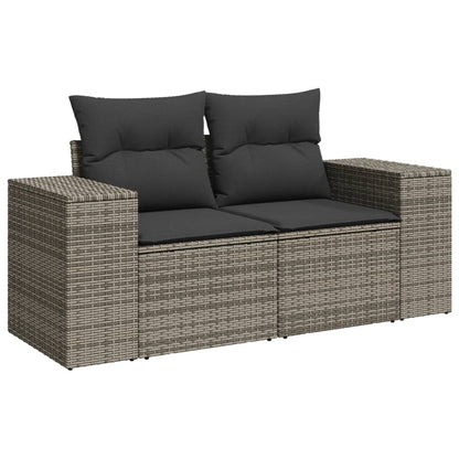 vidaXL Ensemble de canapés de jardin 7 pcs avec coussins Gris Résine tressée