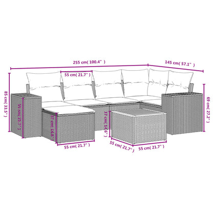 vidaXL Ensemble de canapés de jardin 7 pcs avec coussins Gris Résine tressée