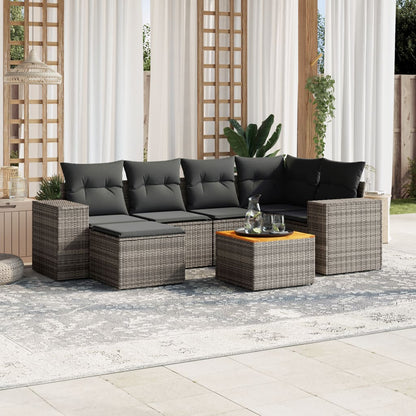 vidaXL Ensemble de canapés de jardin 7 pcs avec coussins Gris Résine tressée