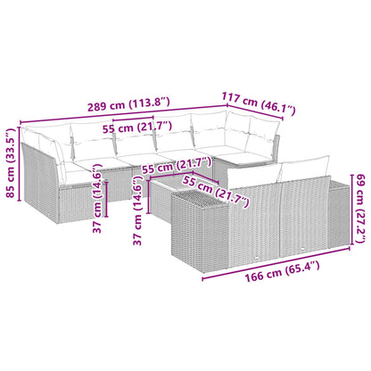 vidaXL 10-tlg. Garten-Sofagarnitur mit Kissen Beige Poly Rattan