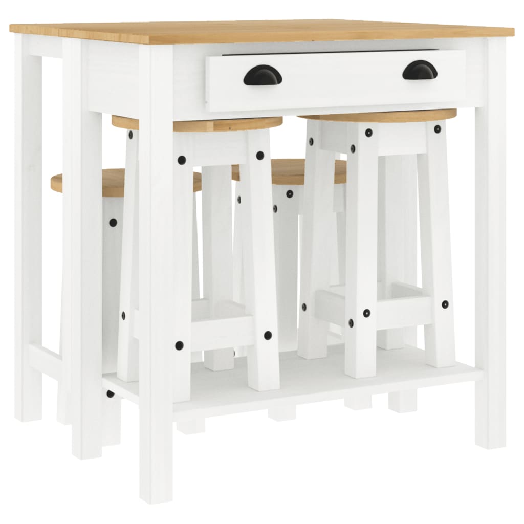 vidaXL 5-tlg. Bar-Set Weiß Massivholz Kiefer