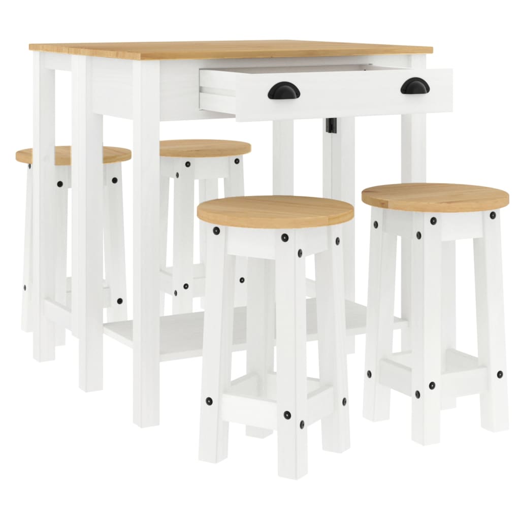 vidaXL 5-tlg. Bar-Set Weiß Massivholz Kiefer