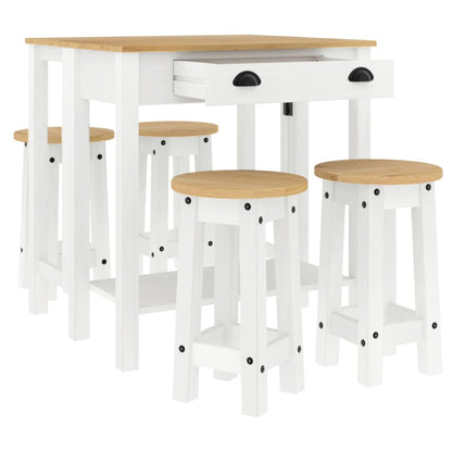 vidaXL 5-tlg. Bar-Set Weiß Massivholz Kiefer